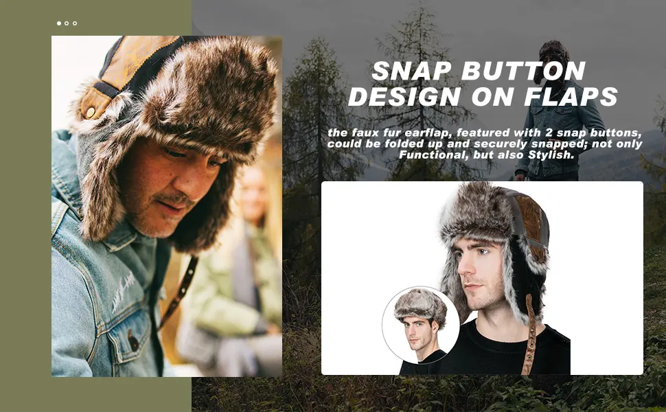 Comhats Winter Bomber Hat for Men Hunting Ushanka 67191_black(real Fur) Large - Ushanka