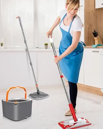 Sponge Floor Mop,Squeeze Roller Mop with 3 Pcs Absorbent Sponge Heads,42" Long Handle Hand PVA Squeeze Mop for Hardwood Home Kitchen Floor Cleaning - Electric Spin Scrubber