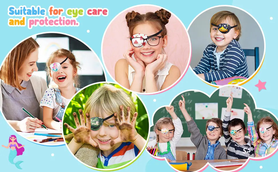 8 Pcs Eye Patches for Kids Adjustable Single Eye Patch Reusable Cute Girls Boys Eye Patch with Elastic Strap for Lazy Eye Either Eye Left or Right Eyepatch, Various Patterns (Fresh Style) - product information 4