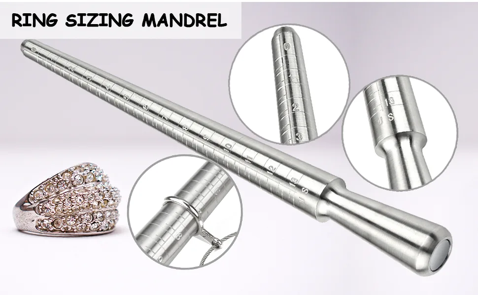 Accmor Ring Sizer Measurement Tool Including Metal Ring Mandrel & Ring Sizing Guage - US Size 0-13, Ring Measurering Stick & Finger Size Ket Set for Jewelry Making - product information 17