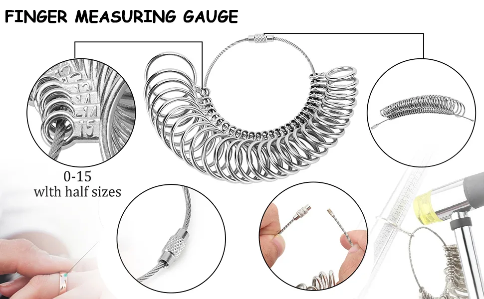 Accmor Ring Sizer Measurement Tool Including Metal Ring Mandrel & Ring Sizing Guage - US Size 0-13, Ring Measurering Stick & Finger Size Ket Set for Jewelry Making - product information 19