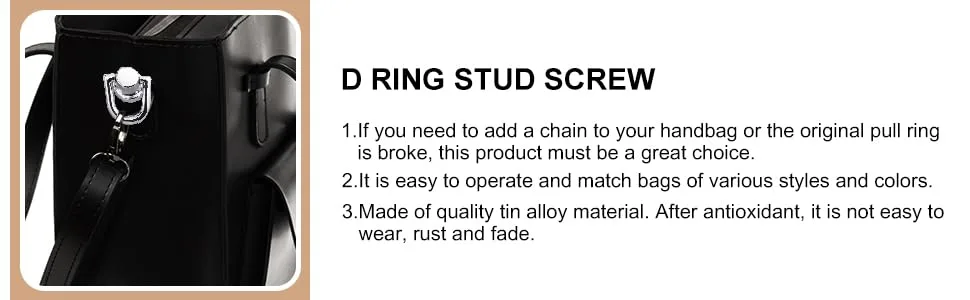 12 Pieces D Ring Stud Screw Ball Post Head Buttons Stud Screw, Metal Ring for Wallet Strap Shoe Accessories Silver - product information 6