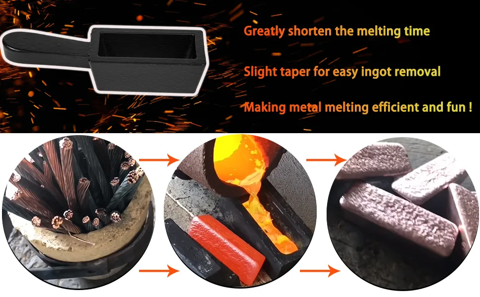 Bzsunway 25 oz Loaf Ingot Cast Iron Ingot Mold for Melting Casting Refining Gold Silver Aluminum Copper Brass - product information 3