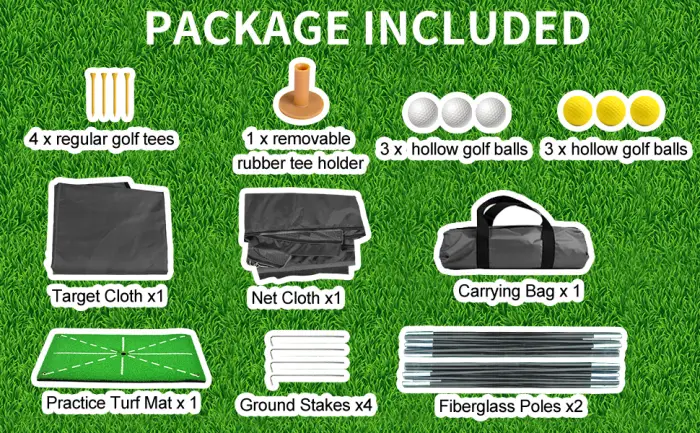 ASENVER Black Golf Practice Net Set Golf Nets for Backyard Driving Golf Net with Hitting Mat Target Cloth and Carrying Bag Golf Net 6.6x4.4 FT - product information 4