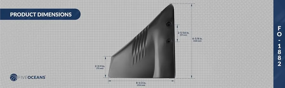 Five Oceans Hydrofoil, Hydrofoil for Outboard Motor, Hydro-Stabilizer for Outboards and Stern Drive, Up to 200HP, Black - FO1882 - Hydro-Stabilizer Stingray Style Hydrofoil, For Outboards from 50HP to 200HP