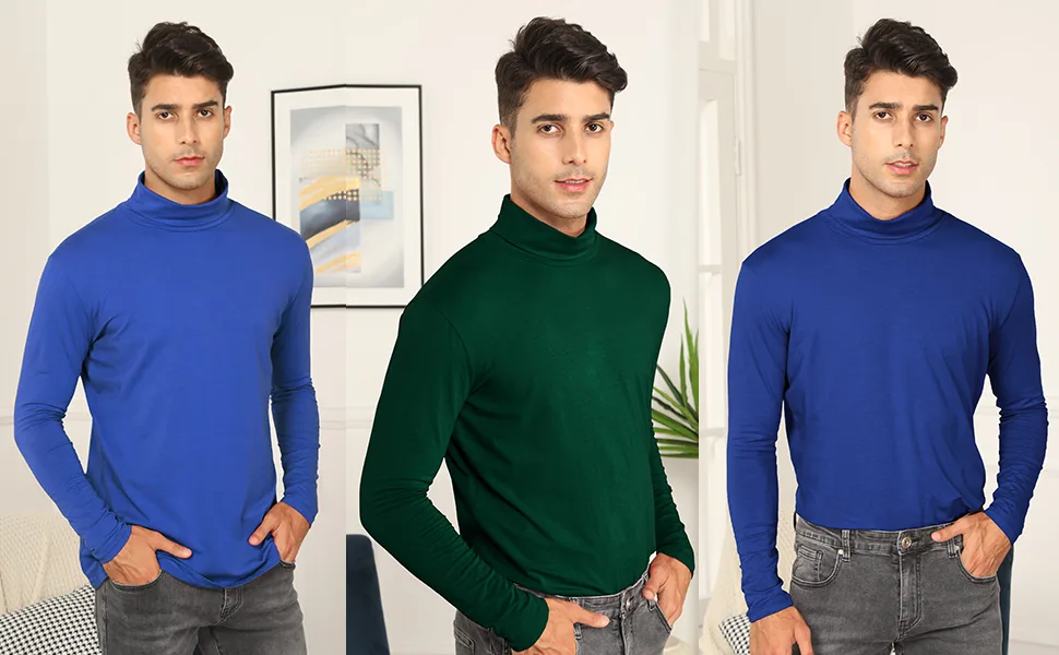 Amussiar Men's Turtleneck T-Shirt Slim Fit Long Sleeve Basic Thermal Casual Pullover Shirts White Medium - product information 4