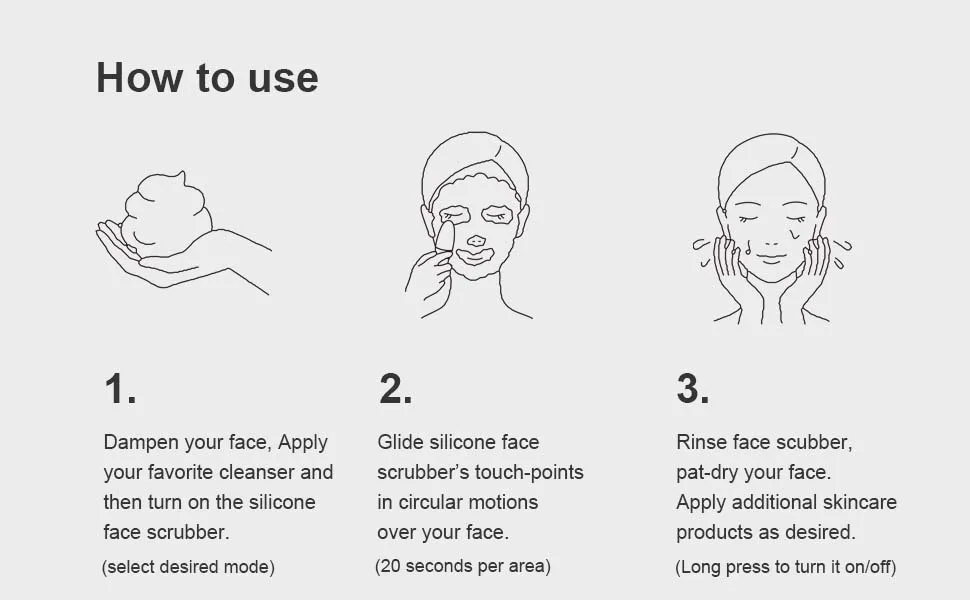 Sonic Facial Cleansing Brush Silicone Face Scrubber, Waterproof Vibrating Face Cleanser Brush, Face Brushes for Cleansing and Exfoliating, USB Rechargeable - silicone face brush