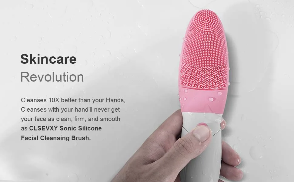 Sonic Facial Cleansing Brush Silicone Face Scrubber, Waterproof Vibrating Face Cleanser Brush, Face Brushes for Cleansing and Exfoliating, USB Rechargeable - silicone face scrubber