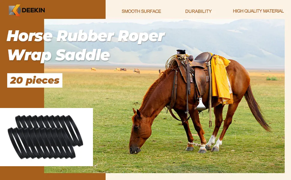 Deekin 20 Pieces Dally Wraps Horse Rubber Roper Wrap Saddle Horn Wrap, Black - product information 1