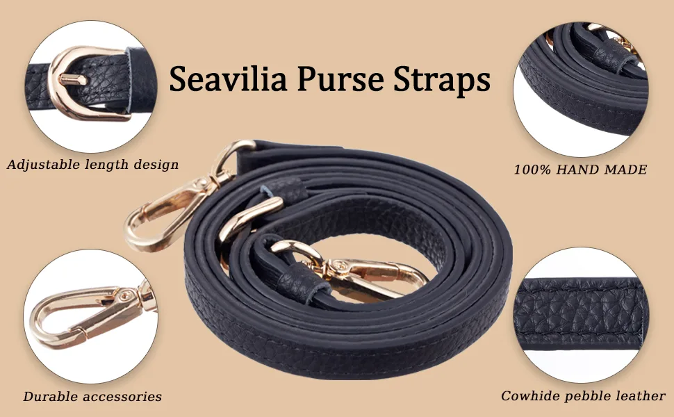 Purse Strap Purse Straps Replacement Crossbody Replacement Straps for Handbags Genuine Leather Black & Gold Hardware - Purse Strap Purse Straps Replacement Crossbody Replacement Straps for Handbags Genuine Leather