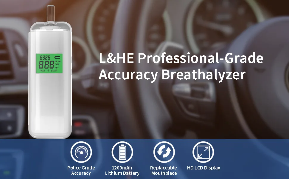 L&HE Breathalyzer, Upgrade Professional-Grade Accuracy Alcohol Tester with Digital HD LCD Display, Memory, and Warning Function for Home Parties Use - product information 6