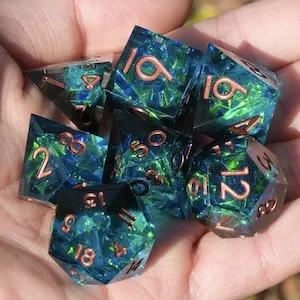 Sharp Edge DND Dice Set Handmade 7 Accessories Dice for Dungeons and Dragons TTRPG Games, Multi-Sided RPG Polyhedral Resin Sharp Edge Dice Roleplaying Games Shadowrun Pathfinder MTG(Blue Dark) - product information 4