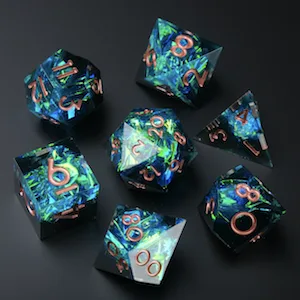 Sharp Edge DND Dice Set Handmade 7 Accessories Dice for Dungeons and Dragons TTRPG Games, Multi-Sided RPG Polyhedral Resin Sharp Edge Dice Roleplaying Games Shadowrun Pathfinder MTG(Blue Dark) - product information 5