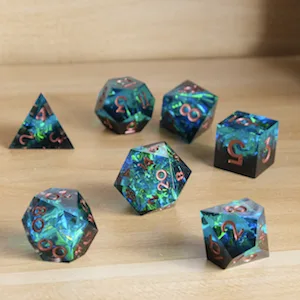 Sharp Edge DND Dice Set Handmade 7 Accessories Dice for Dungeons and Dragons TTRPG Games, Multi-Sided RPG Polyhedral Resin Sharp Edge Dice Roleplaying Games Shadowrun Pathfinder MTG(Blue Dark) - product information 6