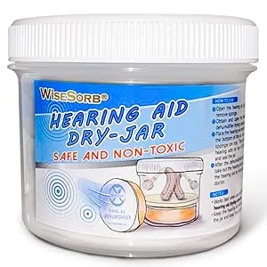 Wisesorb Hearing Aid Dryer, Hearing Aid Dehumidifier, Hearing Drying Jar and Dehumidifier Set (1 Container and 1pcs  30g Capsules) 1 Jar+1 Dryer - AID11