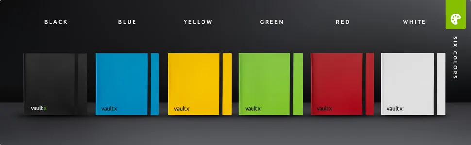 Vault X Binder - 12 Pocket Trading Card Album Folder - 480 Side Loading Pocket Binder for TCG (Black) - Vault X Strap Binders are available in 6 unique colors