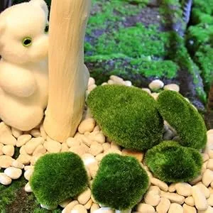 Nicunom 40 Pcs 5 Size Artificial Moss Rocks Decorative Faux Green Moss Covered Stones Fake Moss Balls for Garden Decor DIY Floral Arrangements Plant Poted Decoration - product information 3