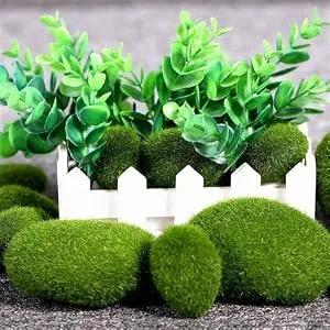 Nicunom 40 Pcs 5 Size Artificial Moss Rocks Decorative Faux Green Moss Covered Stones Fake Moss Balls for Garden Decor DIY Floral Arrangements Plant Poted Decoration - product information 6