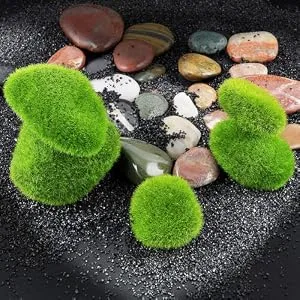 Nicunom 40 Pcs 5 Size Artificial Moss Rocks Decorative Faux Green Moss Covered Stones Fake Moss Balls for Garden Decor DIY Floral Arrangements Plant Poted Decoration - product information 9