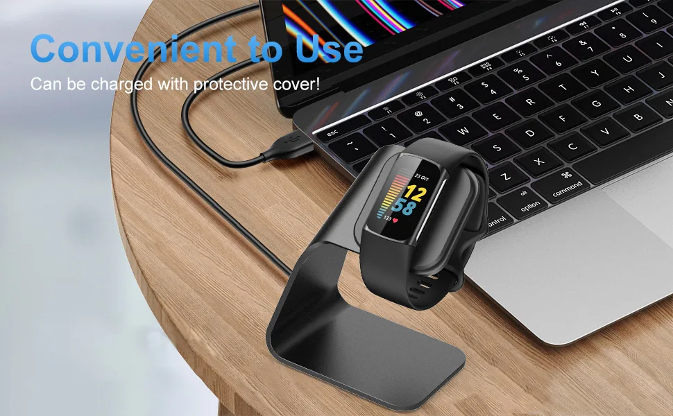 CAVN Charger Dock Compatible with Fitbit Charge 5 / Luxe, Replacement Aluminum Charging Stand Dock Station Base Accessories Cradle with 4.2ft USB Cord for Charge 5/Luxe Smart Watch - fitbit charge 5 charger