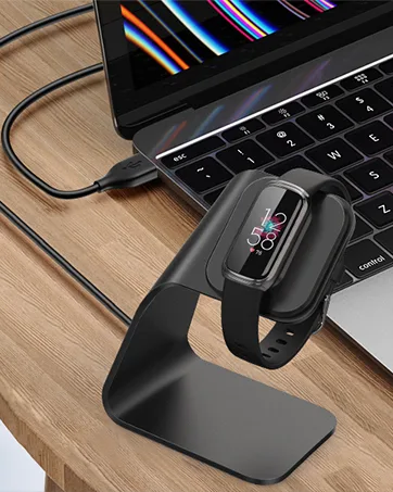 CAVN Charger Dock Compatible with Fitbit Charge 5 / Luxe, Replacement Aluminum Charging Stand Dock Station Base Accessories Cradle with 4.2ft USB Cord for Charge 5/Luxe Smart Watch - fitbit luxe charger