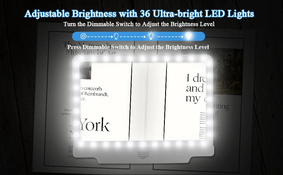 4X Large Magnifier with 36 Adjustable LED Lights Provide Full-Page Viewing Area Evenly Lit Perfect for Low Vision Person and Seniors Silver magnifier - product information 2