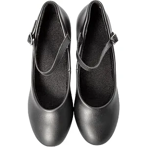Linodes PU Leather Ankle Strap Character Shoe 1.55'' Dance Shoes for Women-UPD 5.5 Black - product information 5