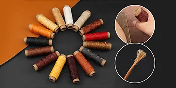 BUTUZE Leather Working Tools, Leather Tool Kit, Practical Leather Craft Kit with Waxed Thread Groover Awl Stitching Punch Hole for Leathercraft Beginner or Adults Gifts - Comes with Tool Manual - Waxed Thread