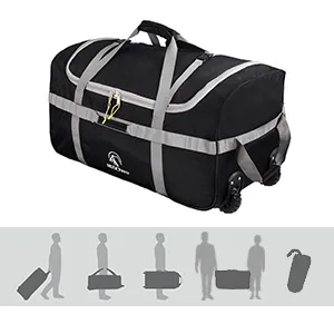 REDCAMP Foldable Duffle Bag with Wheels 120L 30", 1680D Oxford Collapsible Extra Large Duffel Bag with Rollers for Camping Travel Gear, Black 120L Black (Large) - product information 17