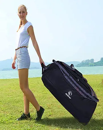 REDCAMP Foldable Duffle Bag with Wheels 120L 30", 1680D Oxford Collapsible Extra Large Duffel Bag with Rollers for Camping Travel Gear, Black 120L Black (Large) - product information 4