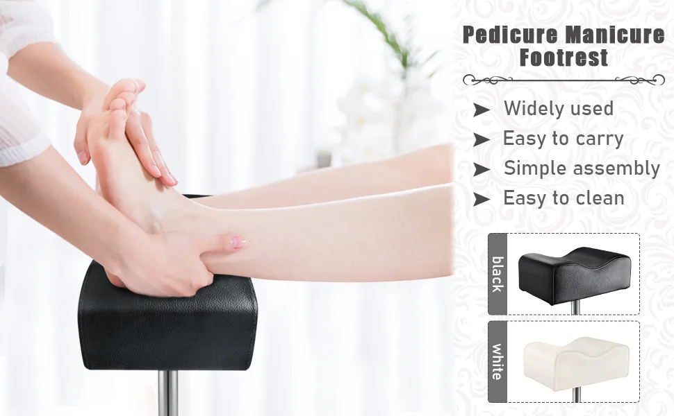 Kalolary Pedicure Manicure Footrest Adjustable Seat Height Technician Nail Equipment Salon Spa (Black) 1pcs Black - product information 1