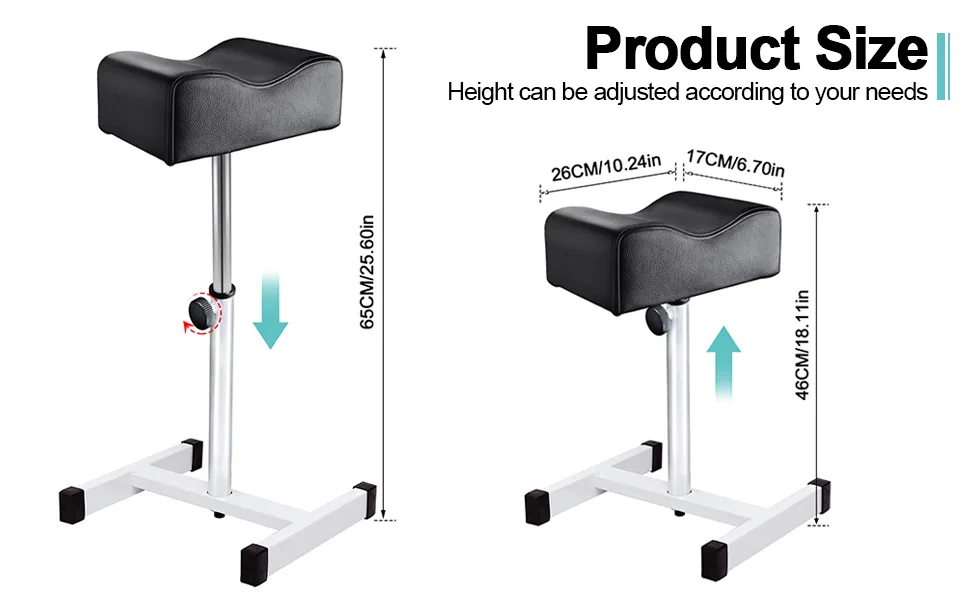 Kalolary Pedicure Manicure Footrest Adjustable Seat Height Technician Nail Equipment Salon Spa (Black) 1pcs Black - product information 2