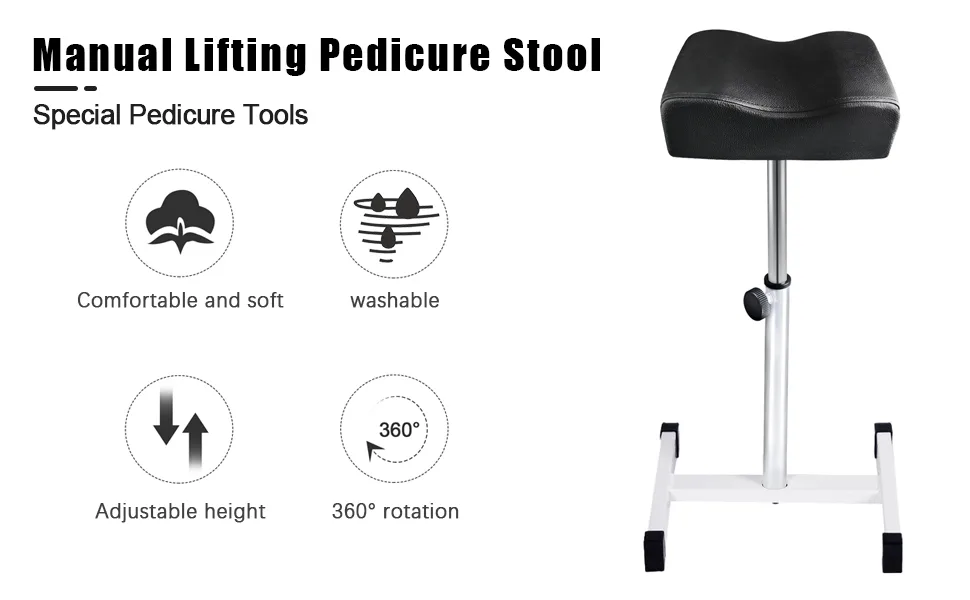 Kalolary Pedicure Manicure Footrest Adjustable Seat Height Technician Nail Equipment Salon Spa (Black) 1pcs Black - product information 3