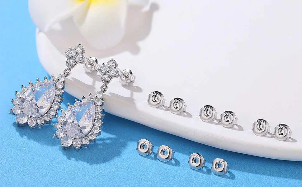 Earring Backs for Studs, Moconar 12PCS 925 Sterling Silver Earring Backs Replacements, Hypoallergenic Earring Backs Secure Ear Locking Pierced Earring Backs for Studs - earring backs