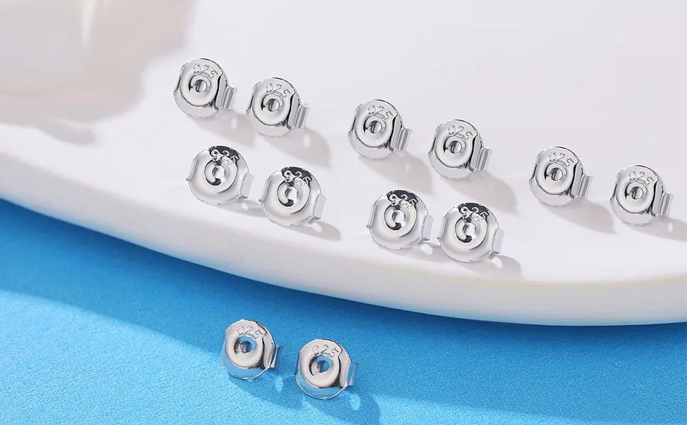 Earring Backs for Studs, Moconar 12PCS 925 Sterling Silver Earring Backs Replacements, Hypoallergenic Earring Backs Secure Ear Locking Pierced Earring Backs for Studs - earring backs