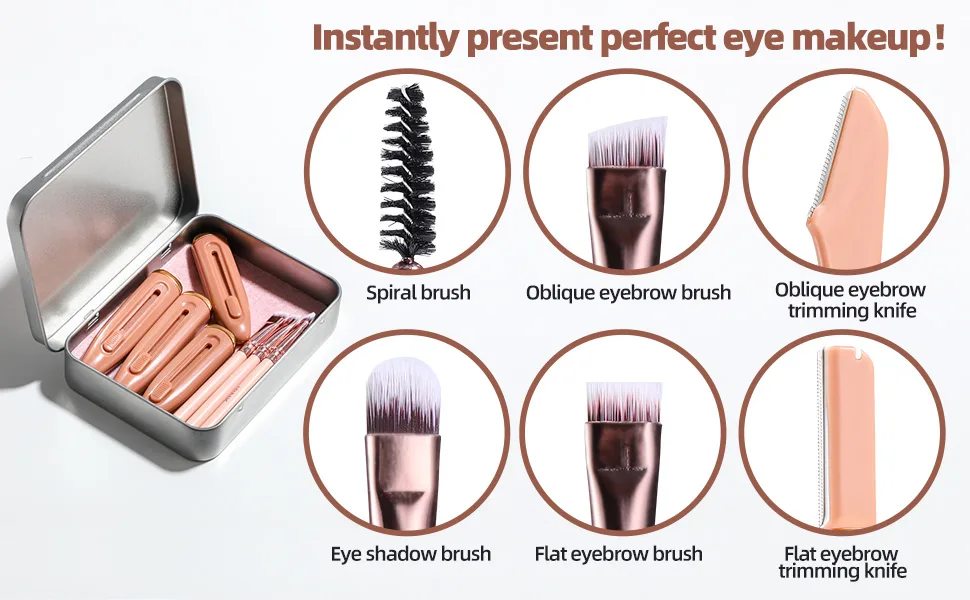 JPNK 8Pcs Eyebrow Brushes and Eyebrow Razor, Professional Thin Brow Brush Eyebrow Eyelash Makeup Grooming Tools - product information 3