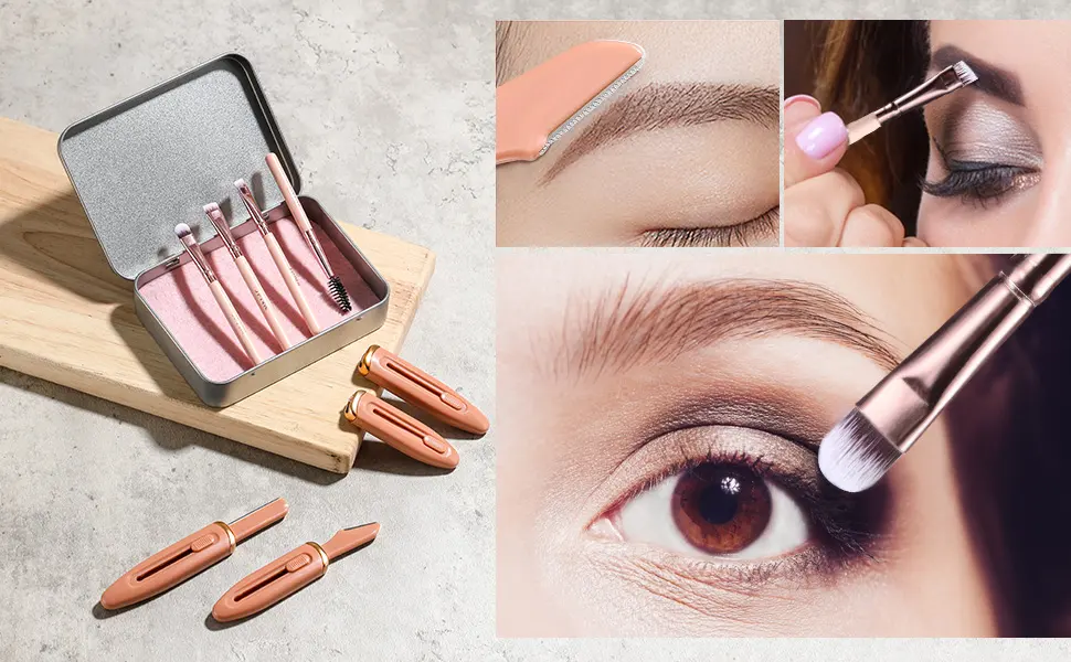 JPNK 8Pcs Eyebrow Brushes and Eyebrow Razor, Professional Thin Brow Brush Eyebrow Eyelash Makeup Grooming Tools - product information 4
