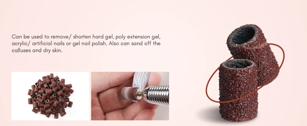 Makartt Sanding Bands for Nail Drill, 100 Pcs Nail File Sanding Bands for Drill Bits #180 Medium Grits for Acrylic Nails Gel Removing and Shaping, Upgrade Thicker Durable Sanding Drill Bit, White 100PCS-#180 grits - product information 19