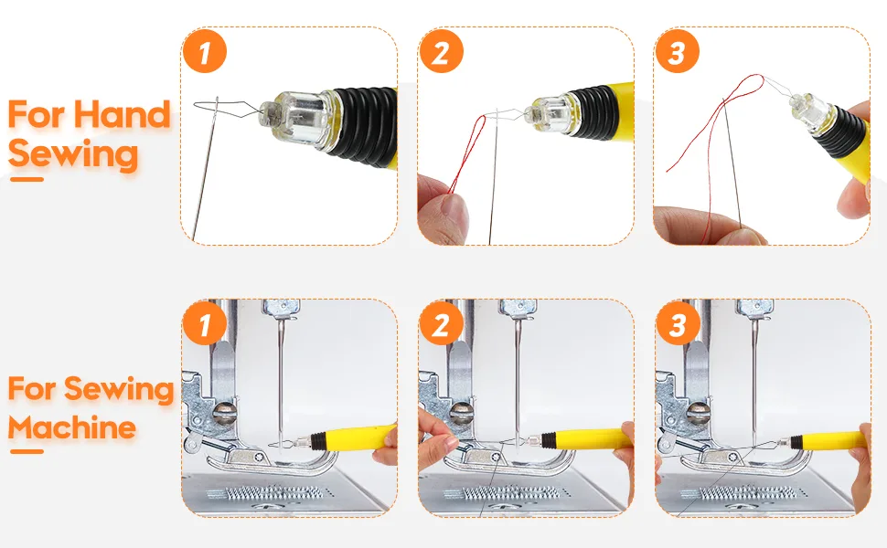 LED Needle Threader Sewing Tools Lighted Plastic Wire Loop DIY Needle Threader Hand Machine Sewing Tool for Sewing Crafting (2 Pieces) - product information 5