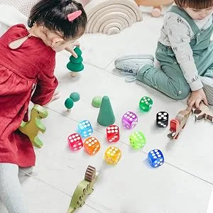 50 Pieces Colored Dice, 6 Sided Dice for Board Games, 14mm Bulk Dice for Math Learning, Dice for Classroom - 14mm Game Dice Set