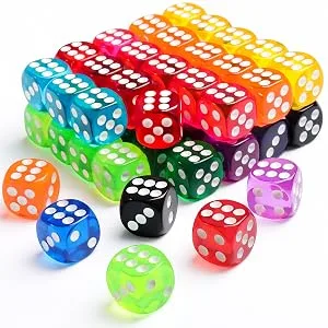 50 Pieces Colored Dice, 6 Sided Dice for Board Games, 14mm Bulk Dice for Math Learning, Dice for Classroom - dice for classroom