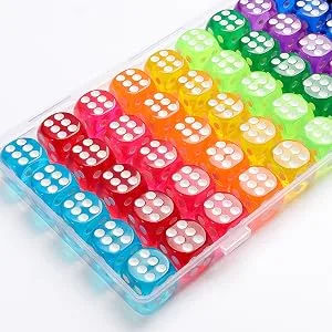 50 Pieces Colored Dice, 6 Sided Dice for Board Games, 14mm Bulk Dice for Math Learning, Dice for Classroom - dice game