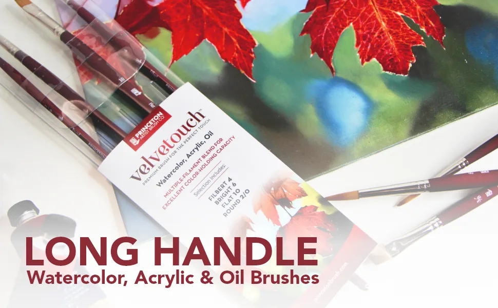 Princeton Velvetouch Filbert Brush, Long Handle, Size 10 - Professional Artist Brushes for Mixed Media, Acrylic, Oil - Long Handle, Watercolor, Acrylic and Oil brushes