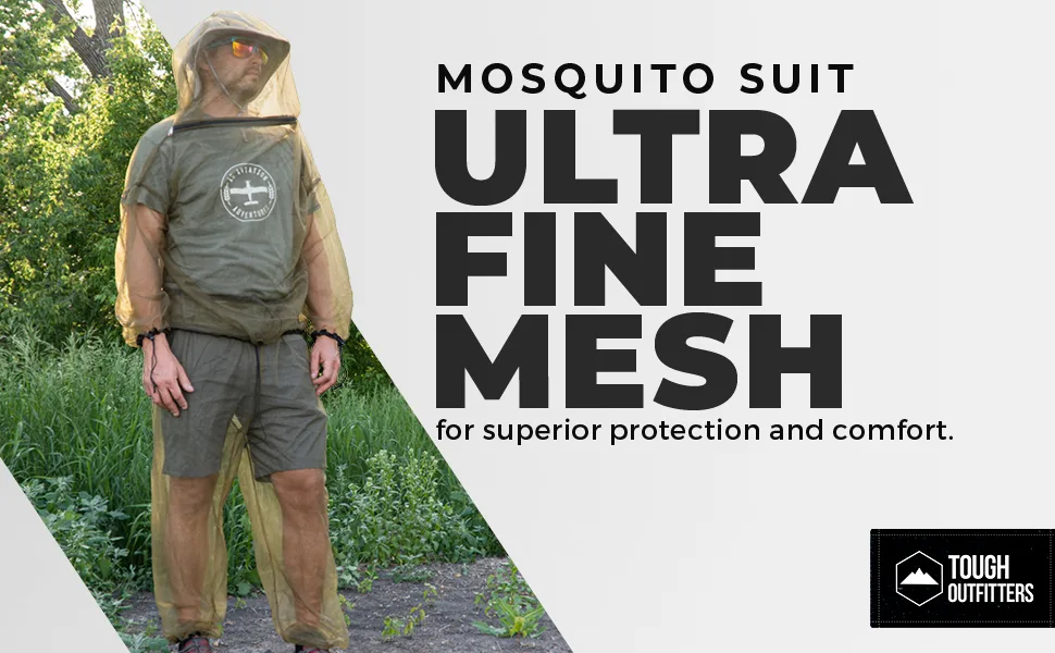 Tough Outdoors Mosquito Suit - Net Bug Pants & Jacket Set - Mesh Bug Suit for Outdoor Protection from Bugs, Flies, Gnats, Jacket Only Large to Extra Large - Mosquito Suit