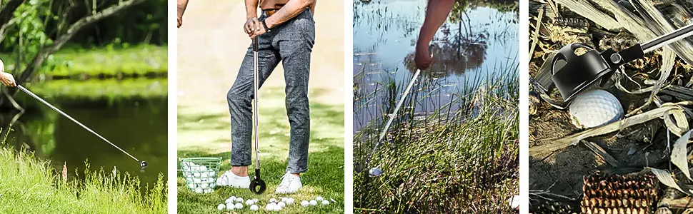 Golf Ball Retriever for Water Telescopic, MG Stainless Ball Retriever Tool Golf Grabber Picker 6.7Ft Extendable Golf Accessories Golf Gift for Men Women, with Automatic Locking Scoop - Extendable Golf Ball Retriever