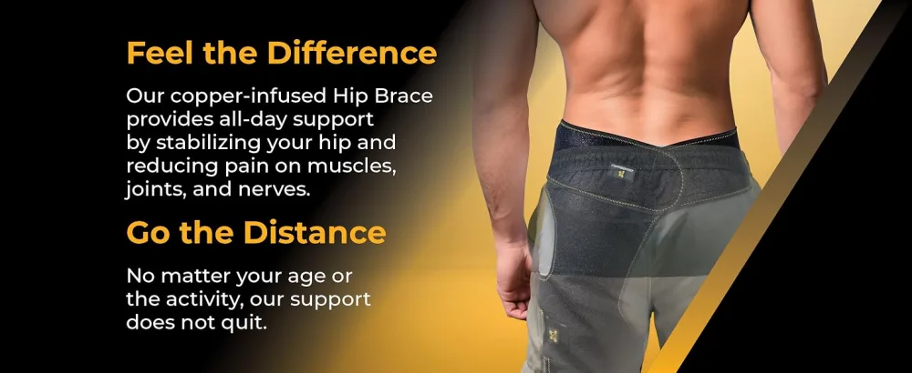 CopperJoint Hip Support Brace for Sciatica Pain Relief - Hip Compression Brace to Help Circulation - Hip Flexor Compression Wrap & Sciatic Nerve Brace for Comfort & Recovery - Hip Flexor Brace Black - Copper Hip Brace provides support, stability, and pain relief.