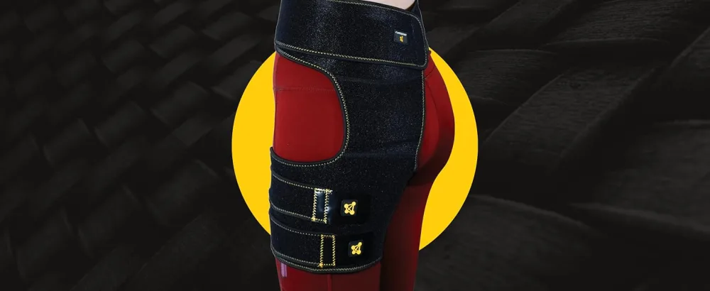 CopperJoint Hip Support Brace for Sciatica Pain Relief - Hip Compression Brace to Help Circulation - Hip Flexor Compression Wrap & Sciatic Nerve Brace for Comfort & Recovery - Hip Flexor Brace Black - CopperJoint copper-infused hip brace.