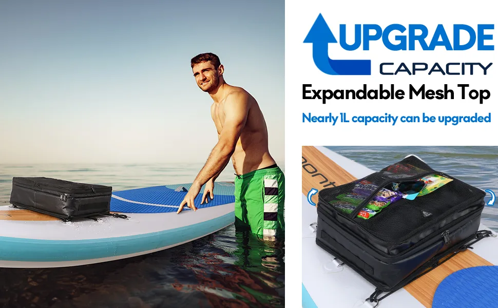 Haimont Paddle Board Accessories Cooler SUP Deck Cooler Bag for Stand-up Paddleboard, Waterproof Black - paddle board deck bag