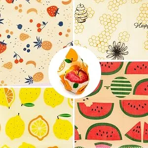 Reusable Beeswax Food Wraps Set  9 Pcs Assorted Sustainable Beeswax Wrap, Washable Wax Wrapping, Bread Sandwich Storage Wax Covers (3 Each for Small, Medium, and Large) - wax food wraps help to keep the food fresh for longer