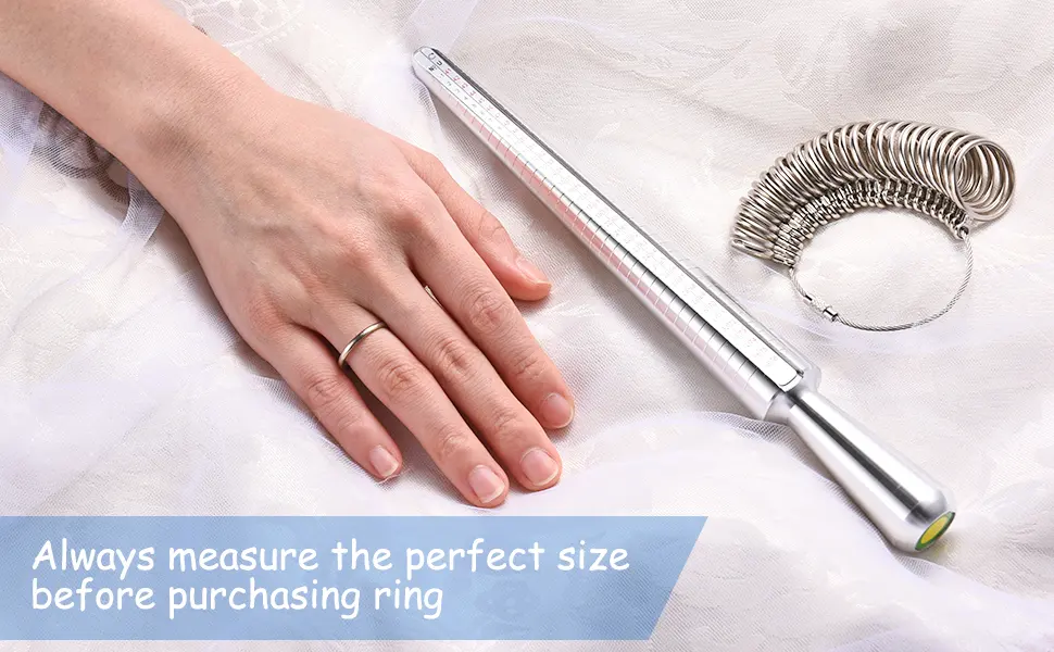 Ring Sizer Measuring Tool, NuLink Aluminum Ring Mandrel Dual Measurement Size Metal Rings Sizers Tools Kit Adjuster for Women Men Rings - nulink_ringsizer_perfectsize